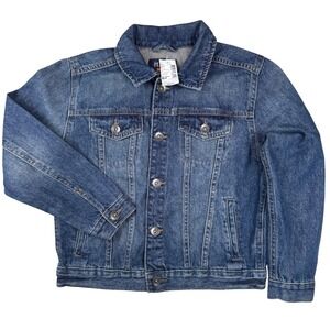 Childrens Place Girls Denim Jacket Med 7/8 100% Cotton Classic Blue Jean Jacket